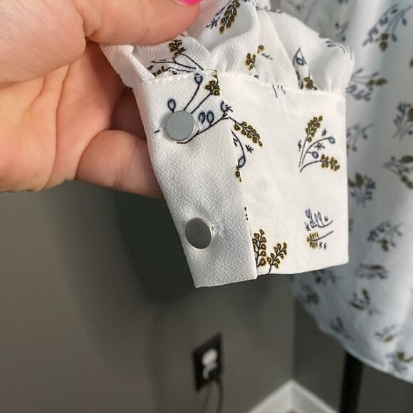 Nordstrom 1. State Women'S White Blue Floral Printed Embroidered Blouse Top NWT - Picture 13 of 15